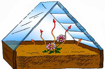 Greenhouse diagram: soil gives off infrared