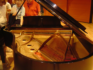 Piano with lid open