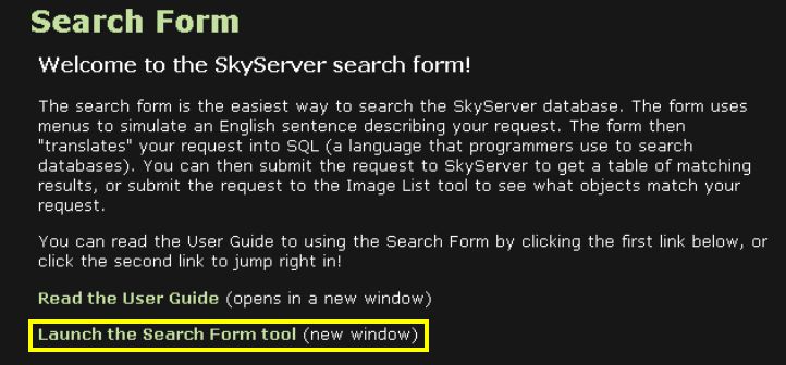 Sloan Search form tool screen shot