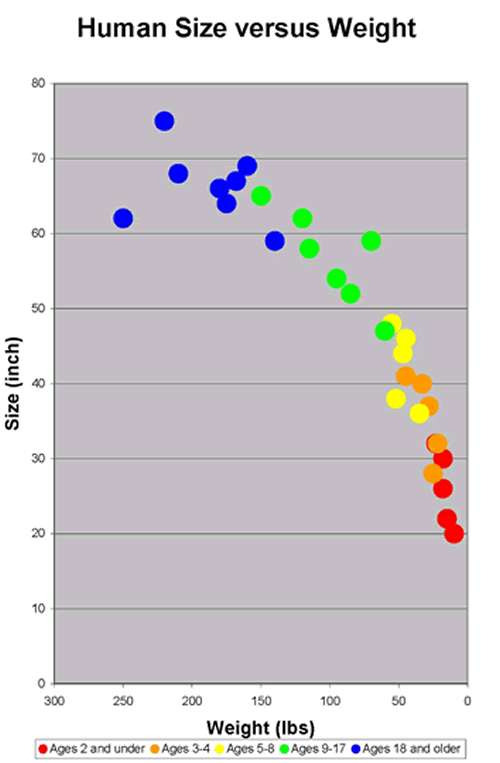 Human size versus weight