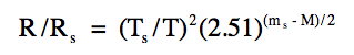 equation for the ratio of star to sun radius