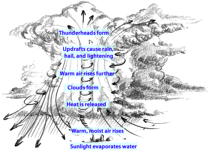 diagram of air flow in a thunderstorm