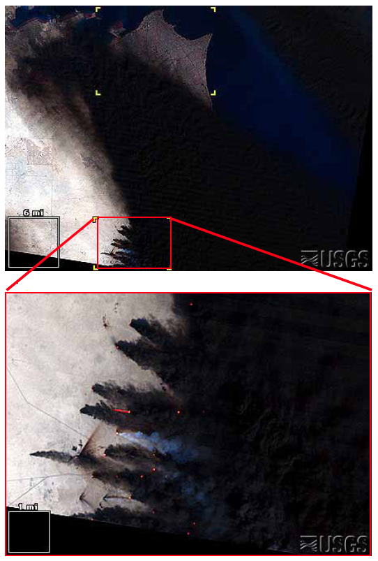satellite view of Feb 1991:  During the Gulf War fires
