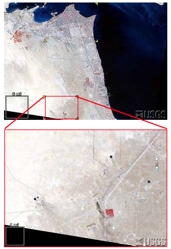 satellite view Aug 1990:  Before the Gulf War fires