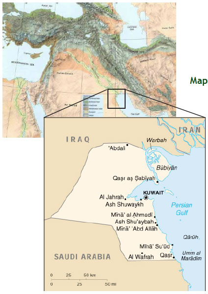 Map of Kuwait