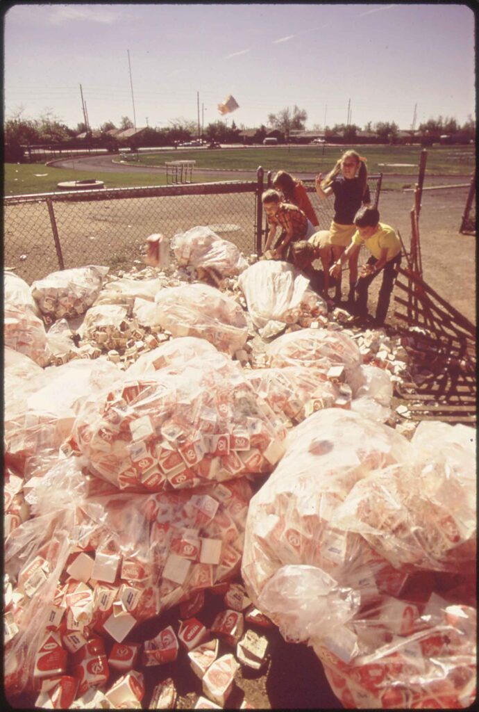 Returning milk cartons from a school to the company