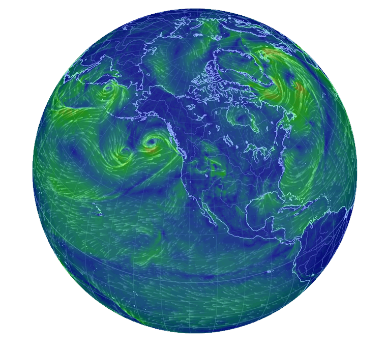 Earth with global winds indicated