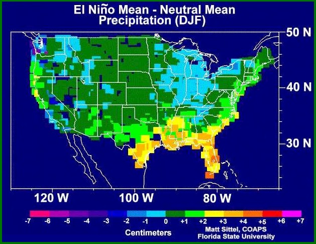Precipitation in a year with El Nino