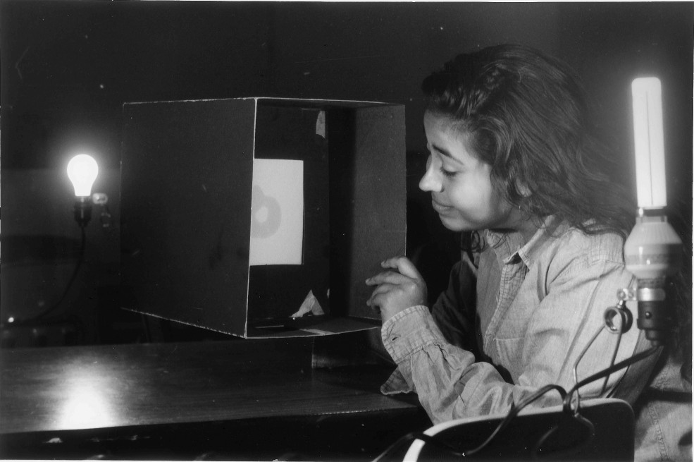 Student testing a photo comparator