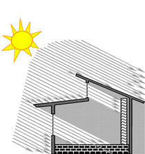 diagram showing a home with winter light rays from the sun