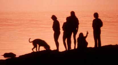 Family on the beach...silhouettes
