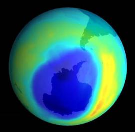 satellite  image showing ozone  hole