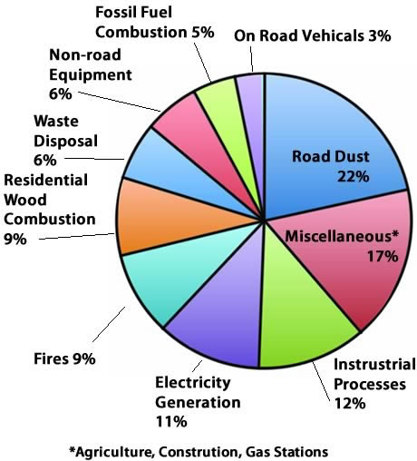 Pie chart of sources  of particulates