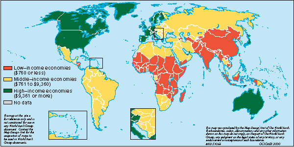 World Map of GNP per capita