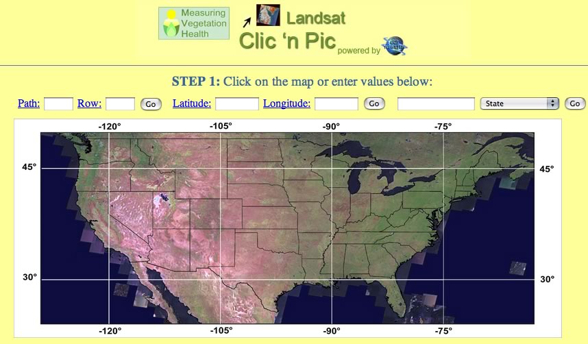 U.S. Landsat image in University of New Hapmshire's Click n Pic system