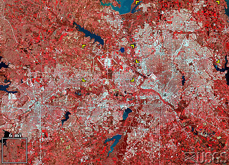 Landsat image of Dallas in 1989
