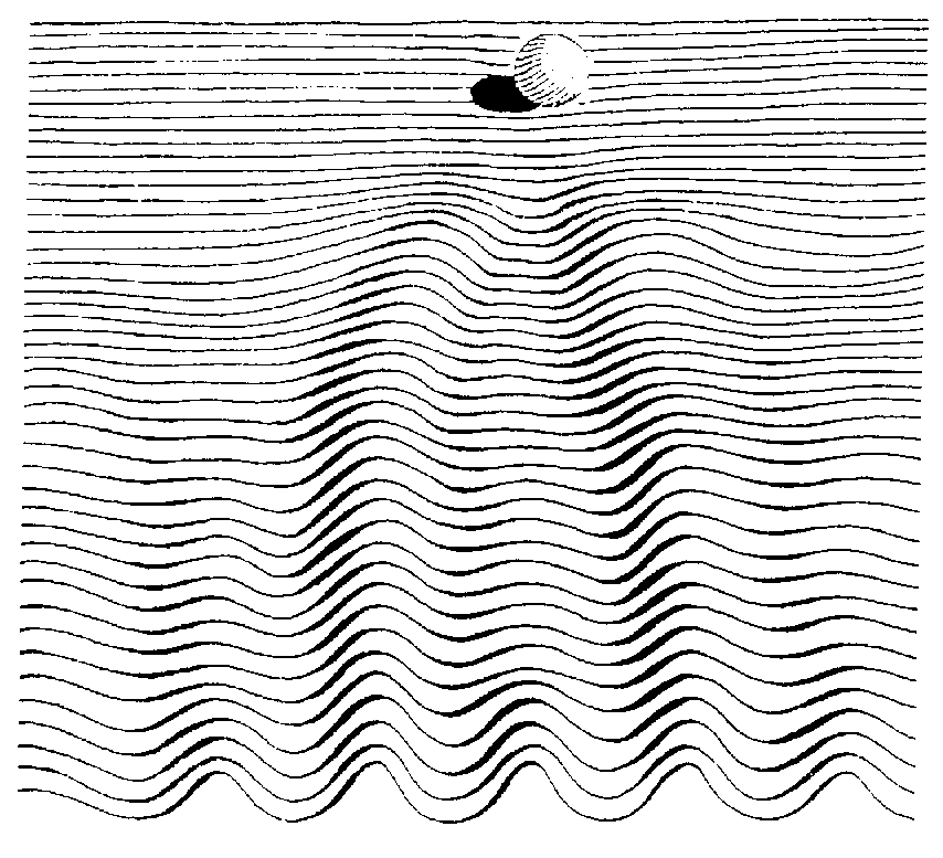 ball near a hole in a topographic representation fo a slope 