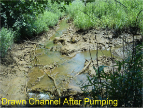 drawn channel after pumping