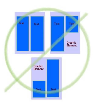 illustration of page layouts to  avoid